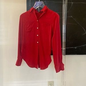 Theory Red Button Down Shirt Top XS P
